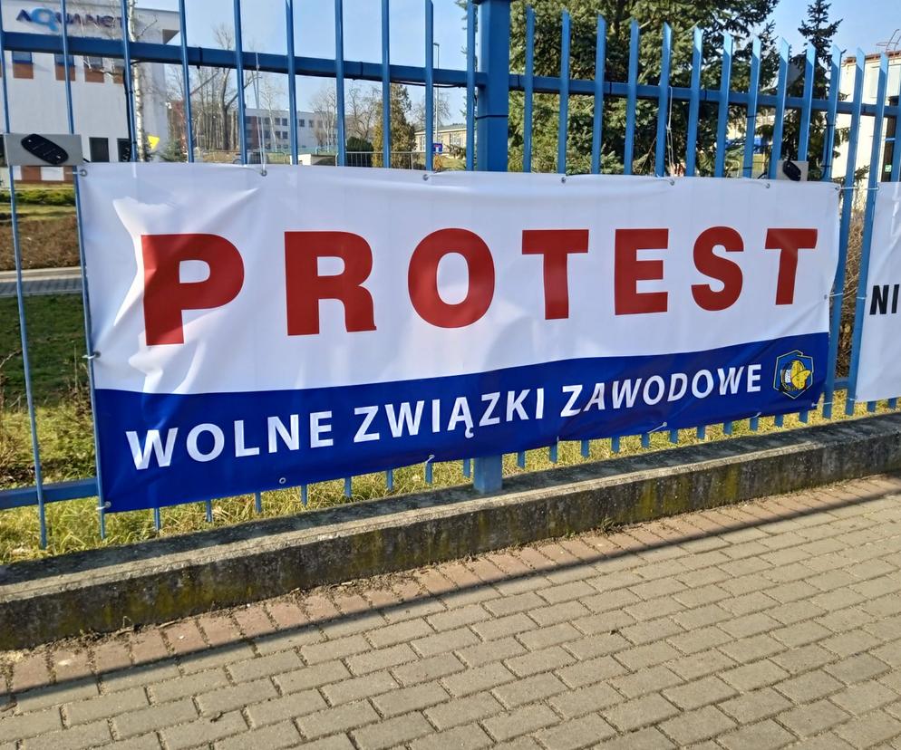 Protest pracowników wodno-kanalizacyjnych w Aquanet
