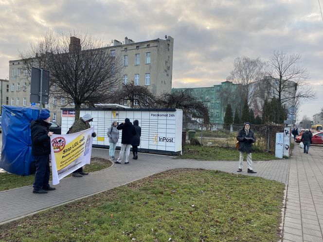 Protest przed Lidlem w Łodzi