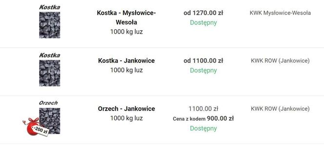 Cennik węgla PGG GRUDZIEŃ 2023