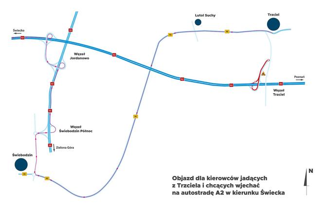 Utrudnienia na wjeździe A2 w Trzcielu. Kierowcy, zapamiętajcie ten objazd