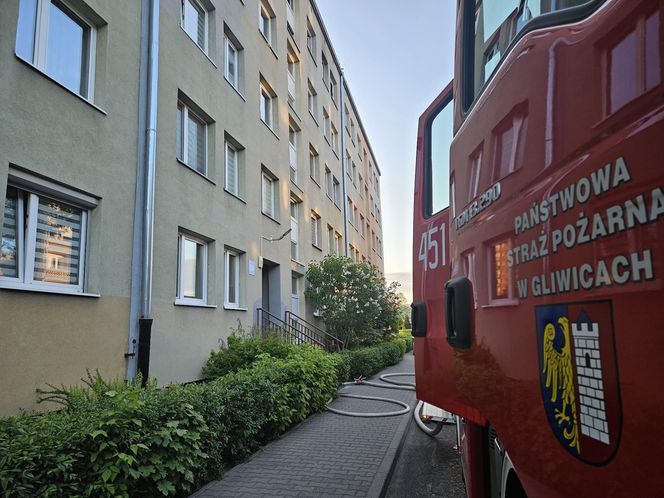 Pożar budynku wielokondygnacyjnego w Gliwicach