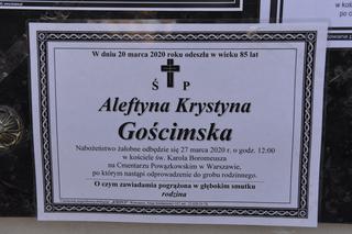 Pogrzeb Aleftyny Gościmskiej w czasie koronawirusa