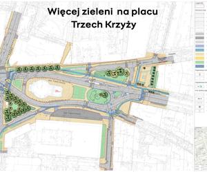 Plany dotyczące zieleni na placu Trzech Krzyży