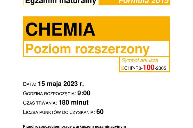 Matura 2023: chemia formuła 2015