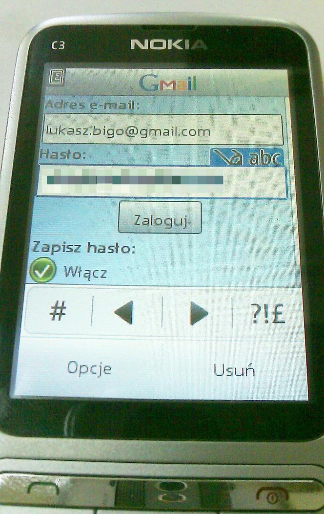 Nokia C3-01 konto pocztowe