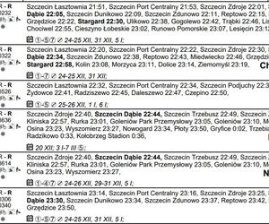 Rozkład jazdy dla stacji Szczecin Główny na zimę 2024/2025