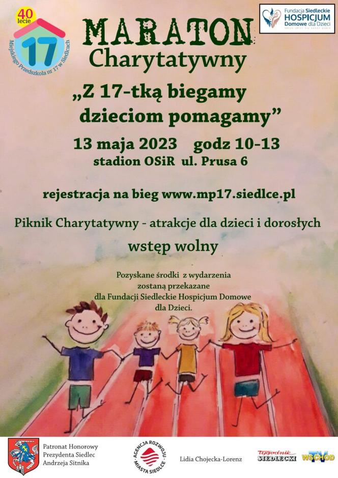 Wkrótce maraton charytatywny „Z 17-stką Biegamy, Dzieciom Pomagamy” w Siedlcach!