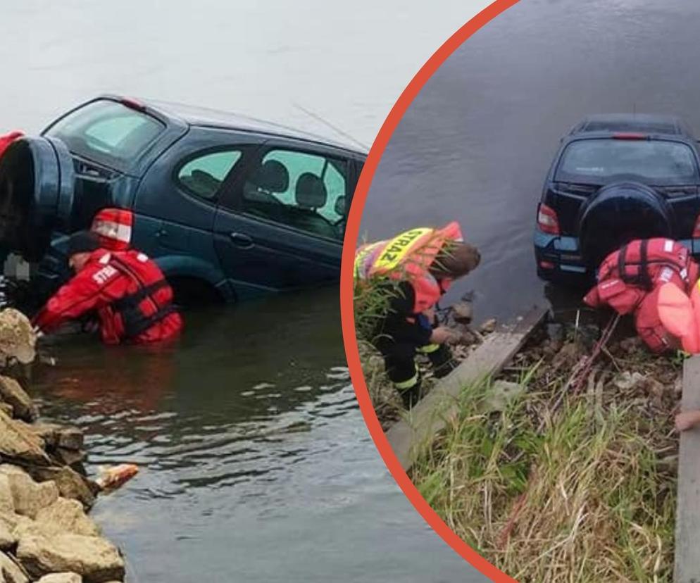 Janowiec: Samochód zatopiony w Wiśle! Kierowca nie zaciągnął ręcznego