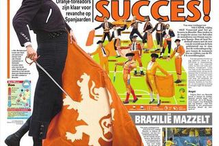 Okładka De Telegraaf na mecz Holandia - Hiszpania