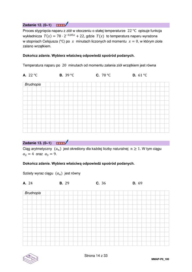 Arkusz maturalny z próbnej matematyki 2023