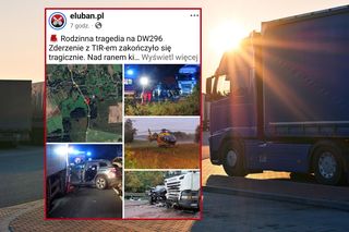 Czteroosobowa rodzina wjechała pod tira! 35-letnia kobieta nie żyje, dwoje dzieci zabrał śmigłowiec LPR