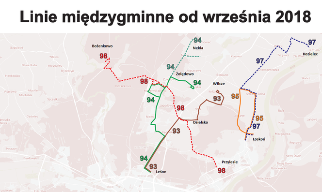 Linie międzygminne od września 2018