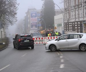 Ulica Zwycięstwa w Koszalinie zamknięta