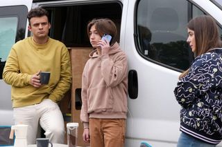 Barwy szczęścia odc. 3148. Agata (Natalia Zambrzycka), Ignacy (Olaf Staszkiewicz), Emil (Artem Malaszczuk)