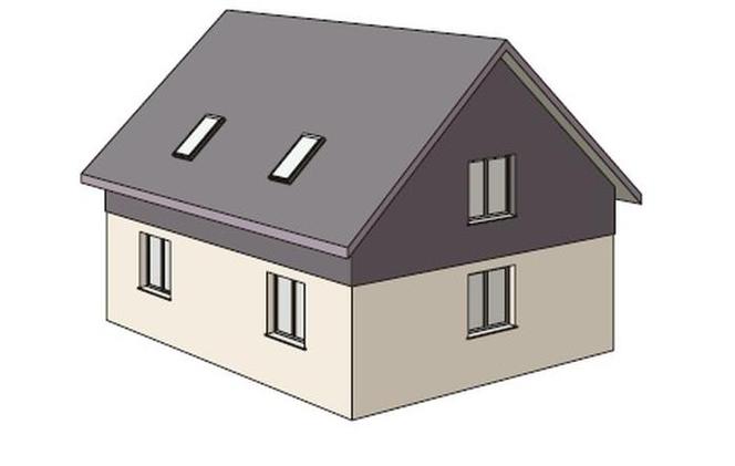Dom z poddaszem użytkowym i dachem dwuspadowym