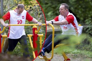 Poseł PiS wybrał się na siłownię pod chmurką. Trenuje przed walką w parlamencie [ZDJĘCIA]