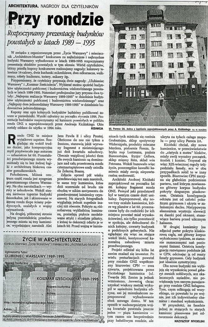 K. Mycielski, Przy rondzie, „Życie Warszawy”,... 04.1995