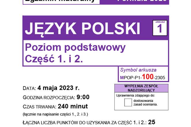 matura podstawowa język polski formuła 2023