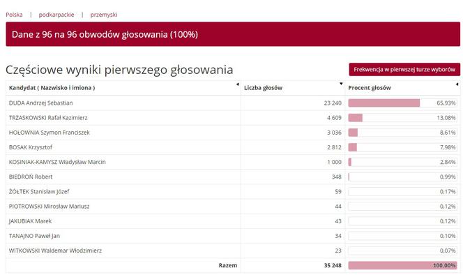 Wybory prezydenckie 2020: Jak głosowali mieszkańcy Podkarpacia