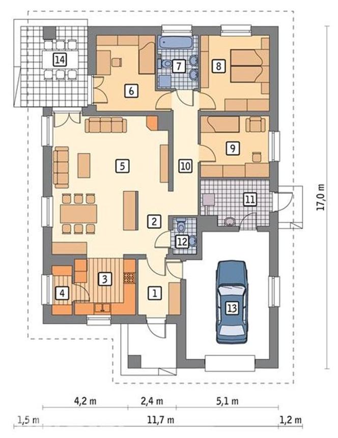 Projekt domu M106 Słoneczna polana z katalogu Muratora - plan domu