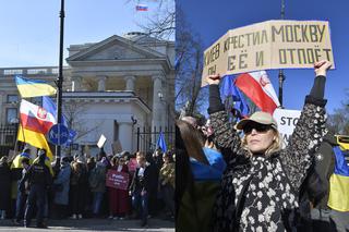Wojna na Ukrainie. Putin ku**o. Demonstracja pod ambasadą Rosji w Warszawie [ZAPIS RELACJI]