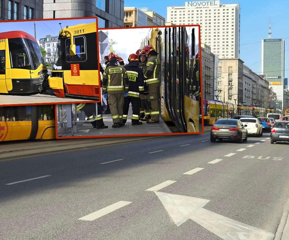 Zderzenie tramwajów w centrum Warszawy. 13 osób rannych, ruch tramwajowy wstrzymany