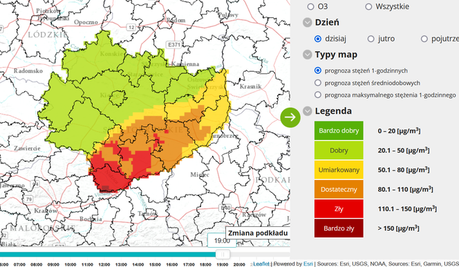 Poziom zanieczyszczenia powietrza w województwie świętokrzyskim - stan na 20 grudnia