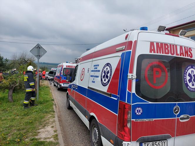 Czołowe zderzenie w Dąbrowie. Wśród poszkodowanych trójka dzieci, trwa walka o życie