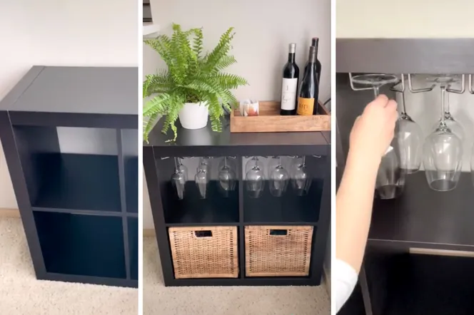Przekształciła szafkę z IKEI w stylową półkę na wino. Może być twoja za 200 zł