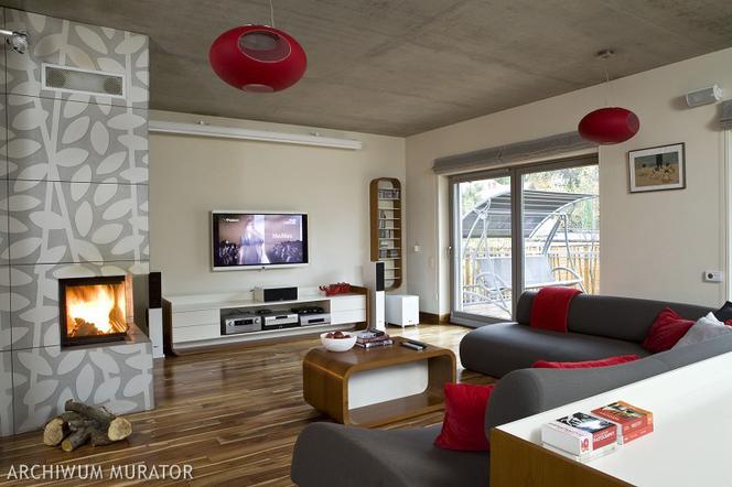 Salon z kominkiem