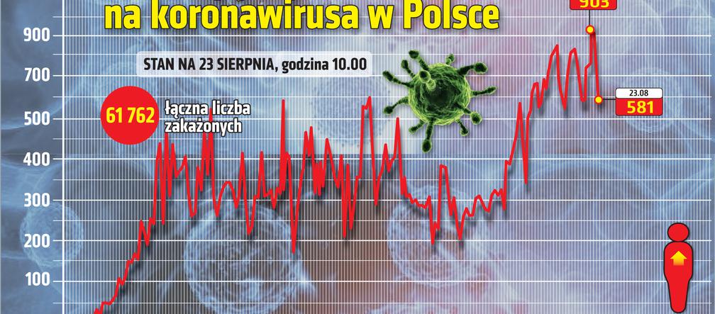 Koronawirus w Polsce. Wykresy 23.08.2020