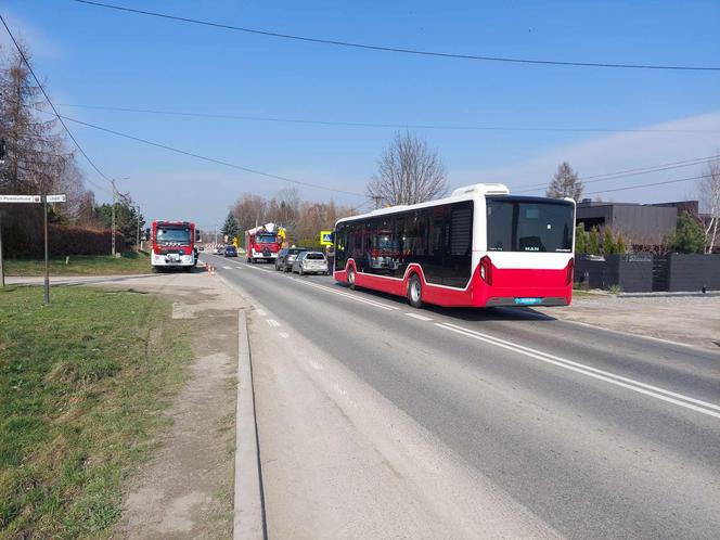Wypadek z udziałem autobusu w Wąchocku
