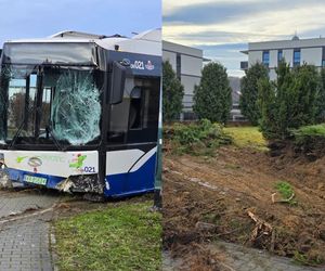 Groźny wypadek autobusu w Krakowie. Pojazd staranował ogrodzenie