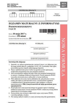 Matura 2017 informatyka. ARKUSZE poziom rozszerzony cz. 1 i2
