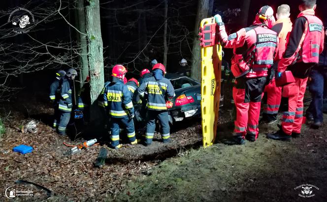 BMW rozbiło się na drzewie