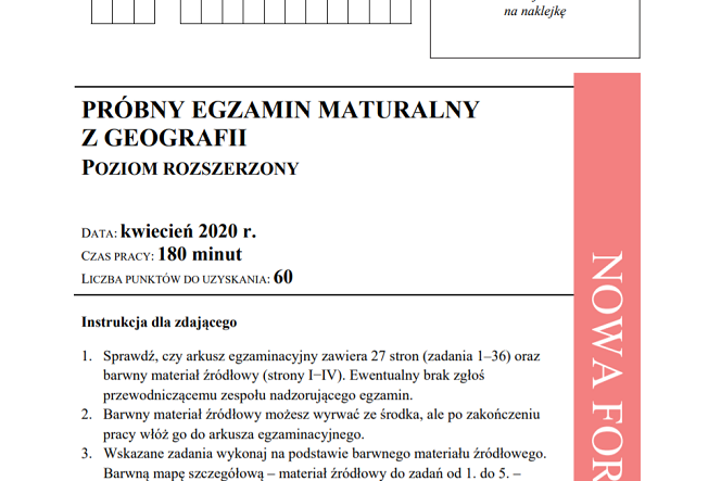 Matura próbna 2020 CKE online - ARKUSZE, ODPOWIEDZI, ZADANIA geografia i informatyka