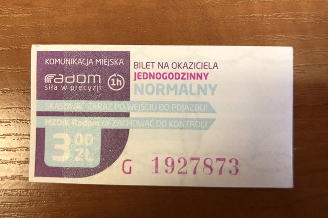 Bilet komunikacji miejskiej w Radomiu