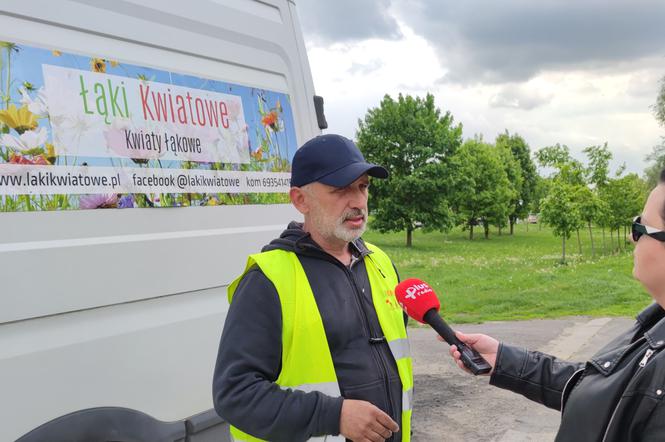Na zdjęciu Dariusz Słowiński, wykonawca łąki kwiatowej
fot. Radio Plus Gniezno
