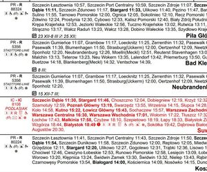 Rozkład jazdy dla stacji Szczecin Główny na zimę 2024/2025