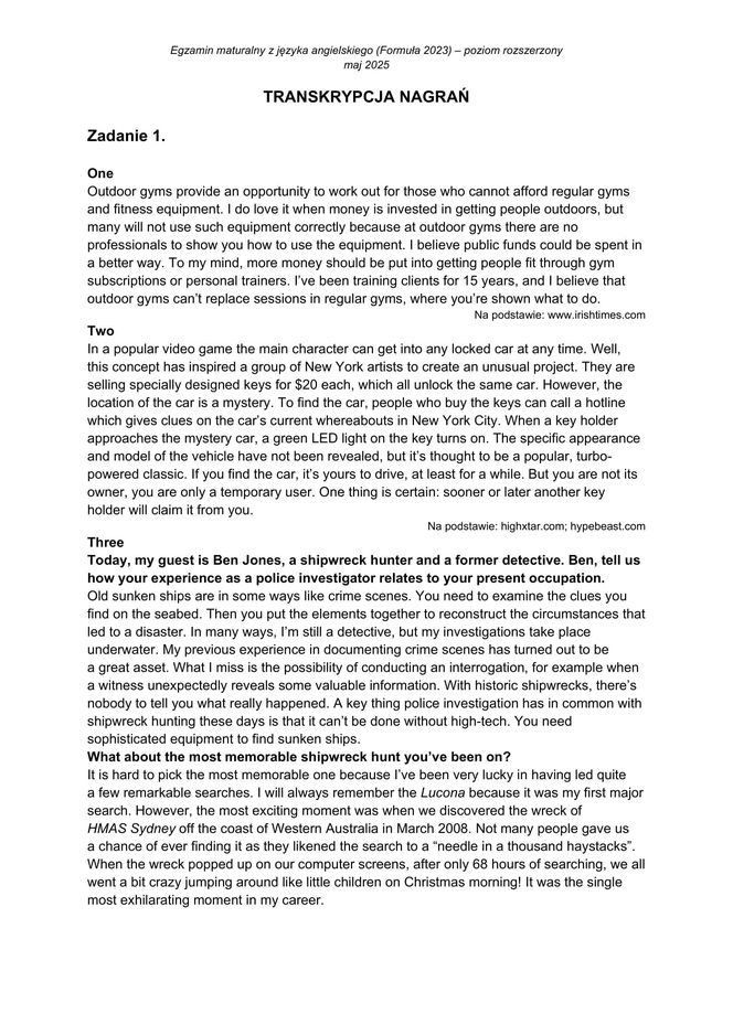 Matura 2025 angielski rozszerzony: ODPOWIEDZI do wszystkich zadań, gotowe rozwiązania matury z angielskiego - Formuła 2023 [8.05.2025]