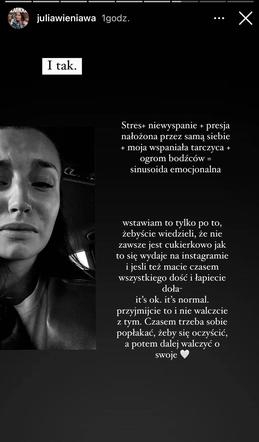 Julia Wieniawa płacze na Instagramie