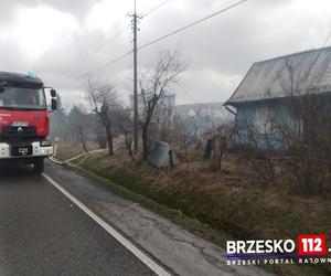 Pożar starego domu w Uszwi