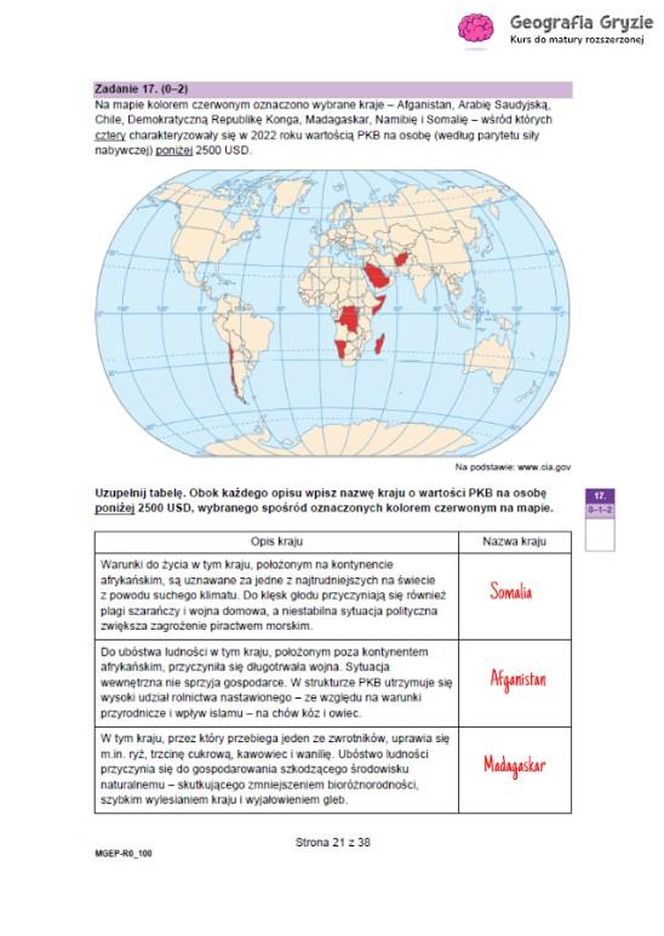 Matura 2025 geografia rozszerzona - odpowiedzi do arkusza CKE 15.05.2025 - Formuła 2023