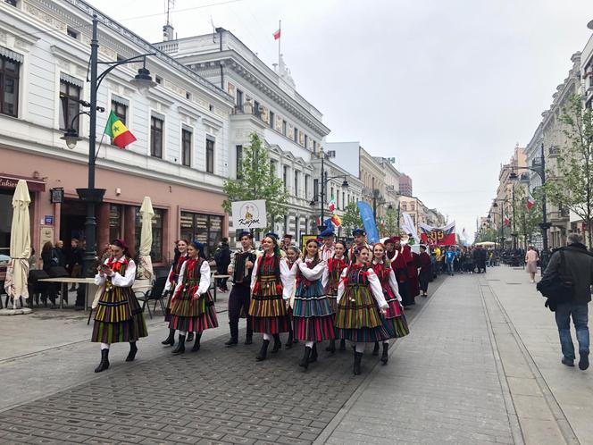 Pochód studentów ulicą Piotrkowską