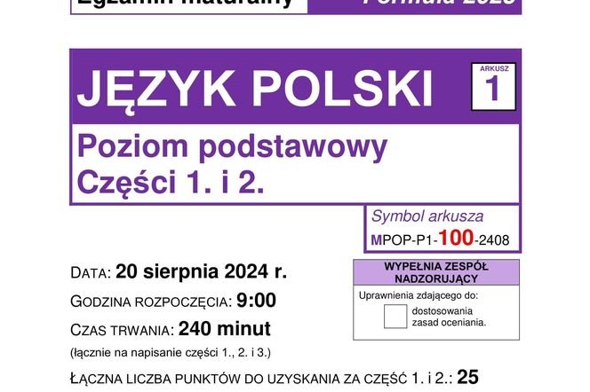 Matura poprawkowa 2024: polski. Arkusze CKE i odpowiedzi [Formuła 2023]