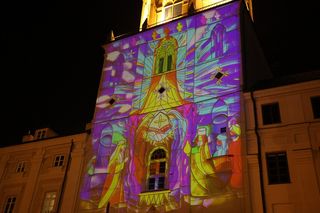 Iluminacja świąteczna na Wieży Trynitarskiej w Lublinie 2024