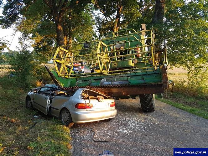 Wjechał pod kombajn