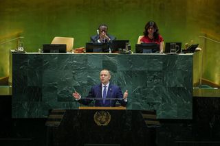 Prezydent RP Karol Nawrocki podczas 80. sesji ONZ w USA
