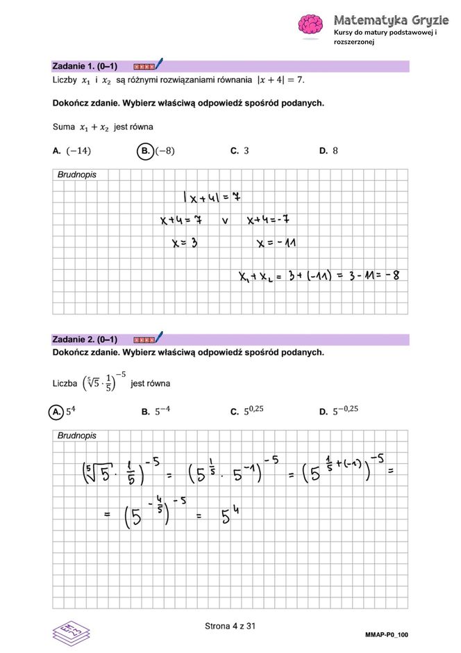 Matura próbna CKE matematyka 2024 - ODPOWIEDZI 