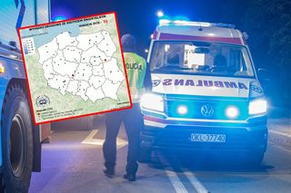 Mapa wypadków drogowych w wakacje 2025